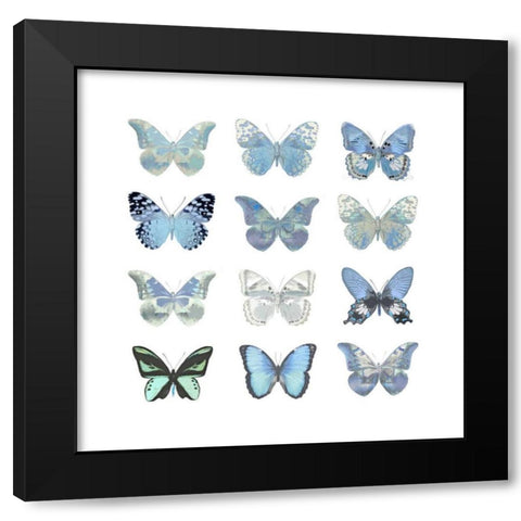 Butterfly Study in Blue I Black Modern Wood Framed Art Print with Double Matting by Bosco, Julia
