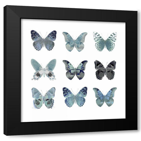 Butterfly Study in Blue II Black Modern Wood Framed Art Print with Double Matting by Bosco, Julia