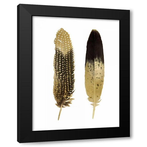 Gold Feather Pair Black Modern Wood Framed Art Print with Double Matting by Bosco, Julia