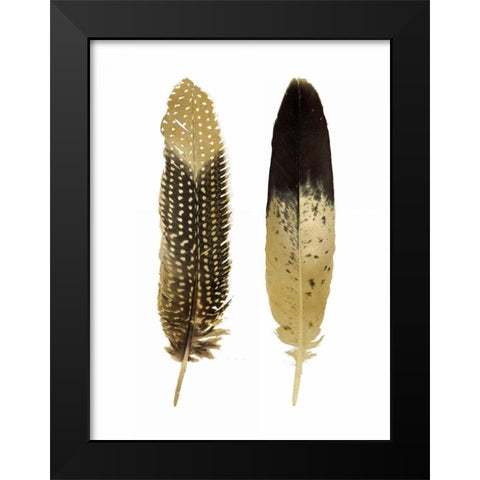 Gold Feather Pair Black Modern Wood Framed Art Print by Bosco, Julia