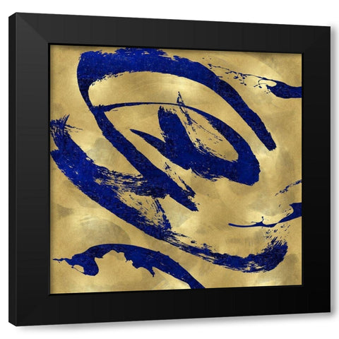Feisty Blue on Gold Black Modern Wood Framed Art Print by Davila, Jordan