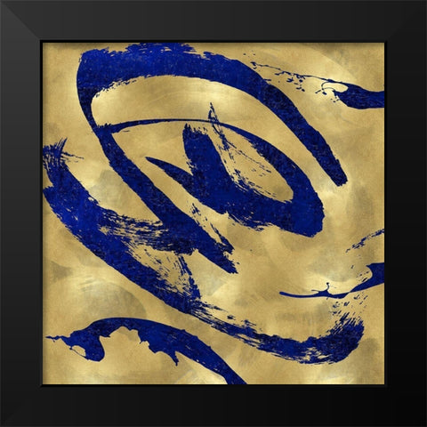 Feisty Blue on Gold Black Modern Wood Framed Art Print by Davila, Jordan