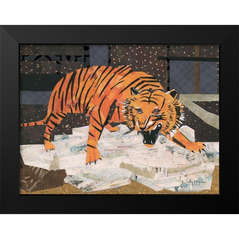 Roaring Tiger Black Modern Wood Framed Art Print by McGee, Jenny