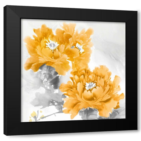 Flower Bloom in Mandarin II Black Modern Wood Framed Art Print with Double Matting by Stevens, Jesse
