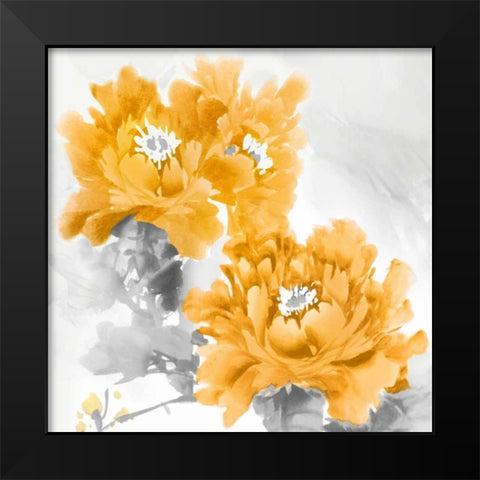 Flower Bloom in Mandarin II Black Modern Wood Framed Art Print by Stevens, Jesse