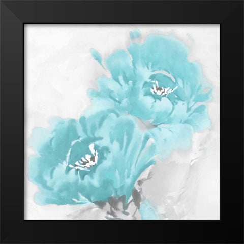 Flower Bloom in Aqua I Black Modern Wood Framed Art Print by Stevens, Jesse