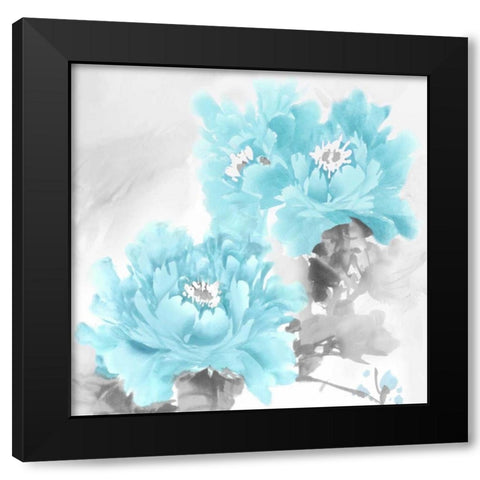Flower Bloom in Aqua II Black Modern Wood Framed Art Print by Stevens, Jesse