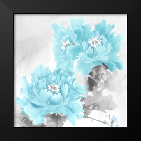 Flower Bloom in Aqua II Black Modern Wood Framed Art Print by Stevens, Jesse
