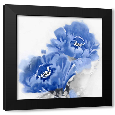 Flower Bloom in Indigo II Black Modern Wood Framed Art Print by Stevens, Jesse