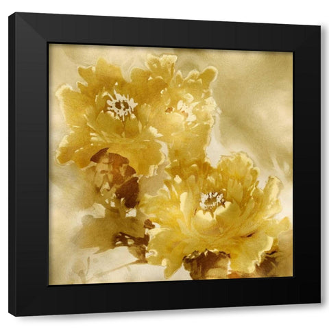 Flower Bloom on Gold I Black Modern Wood Framed Art Print by Stevens, Jesse