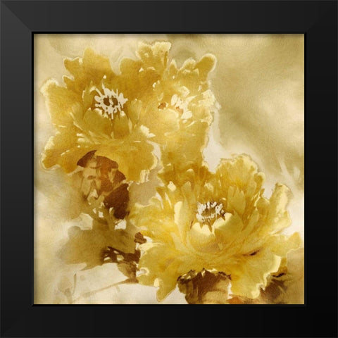 Flower Bloom on Gold I Black Modern Wood Framed Art Print by Stevens, Jesse