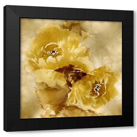 Flower Bloom on Gold II Black Modern Wood Framed Art Print with Double Matting by Stevens, Jesse