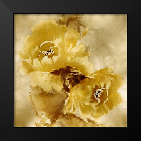 Flower Bloom on Gold II Black Modern Wood Framed Art Print by Stevens, Jesse