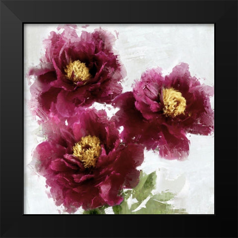 Burgundy Bloom I  Black Modern Wood Framed Art Print by Stevens, Jesse
