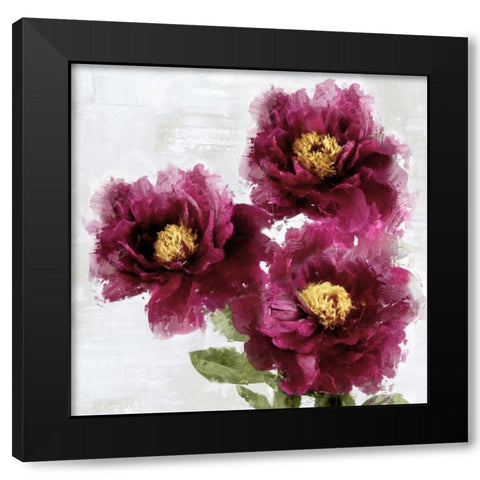 Burgundy Bloom II Black Modern Wood Framed Art Print with Double Matting by Stevens, Jesse