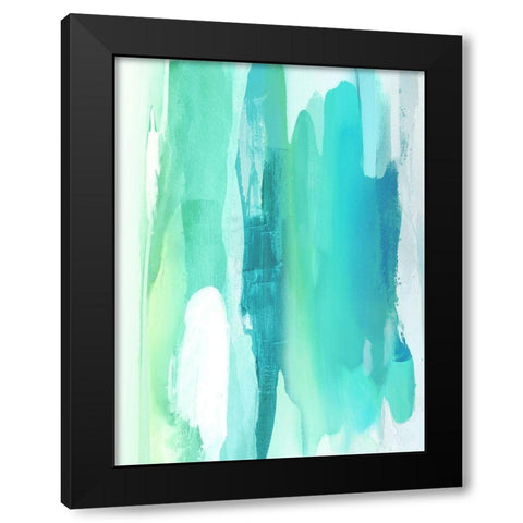 Converge Aqua I Black Modern Wood Framed Art Print with Double Matting by Hanson, Jackie