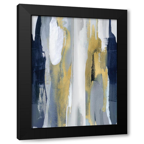 Converge Blue and Gold I Black Modern Wood Framed Art Print by Hanson, Jackie