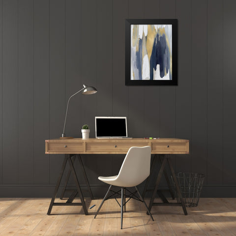 Converge Blue and Gold II Black Modern Wood Framed Art Print by Hanson, Jackie