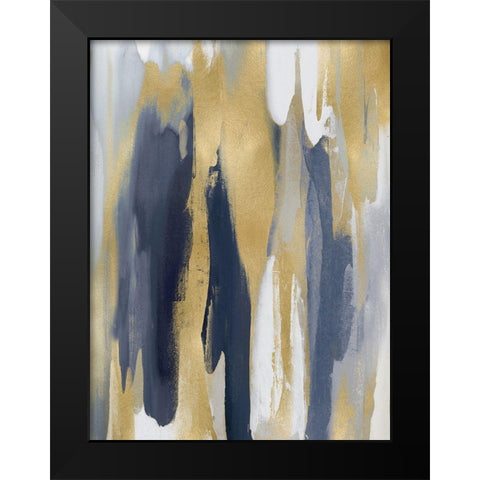 Converge Blue and Gold III Black Modern Wood Framed Art Print by Hanson, Jackie