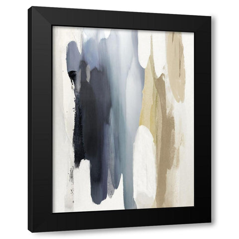 Converge Blue and Tan Black Modern Wood Framed Art Print by Hanson, Jackie