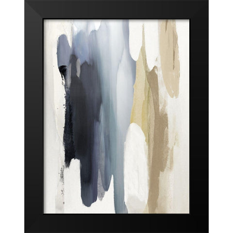 Converge Blue and Tan Black Modern Wood Framed Art Print by Hanson, Jackie