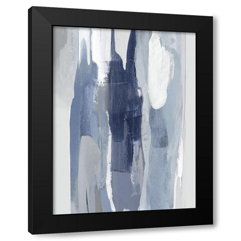 Converge Blue I Black Modern Wood Framed Art Print with Double Matting by Hanson, Jackie