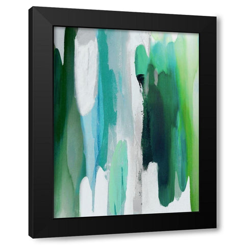 Converge Green II Black Modern Wood Framed Art Print with Double Matting by Hanson, Jackie