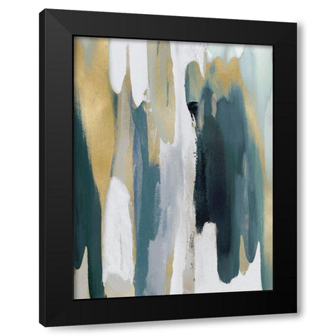Converge Teal II Black Modern Wood Framed Art Print with Double Matting by Hanson, Jackie