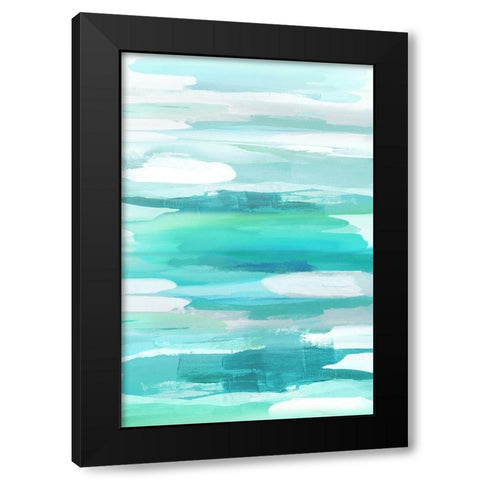 Glide Aqua Black Modern Wood Framed Art Print by Hanson, Jackie