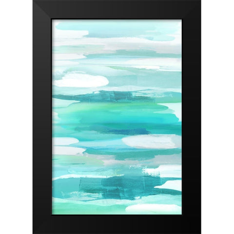 Glide Aqua Black Modern Wood Framed Art Print by Hanson, Jackie