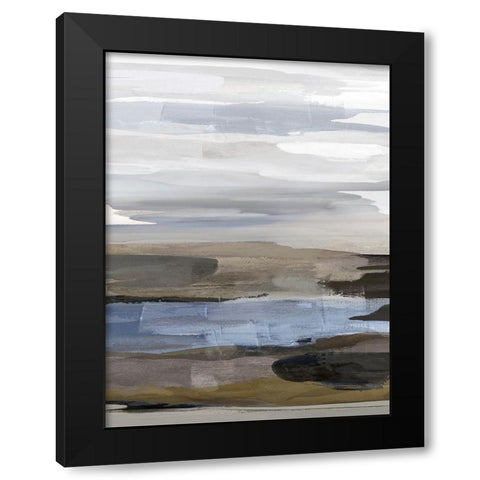 Intuition Blue and Brown Black Modern Wood Framed Art Print by Hanson, Jackie