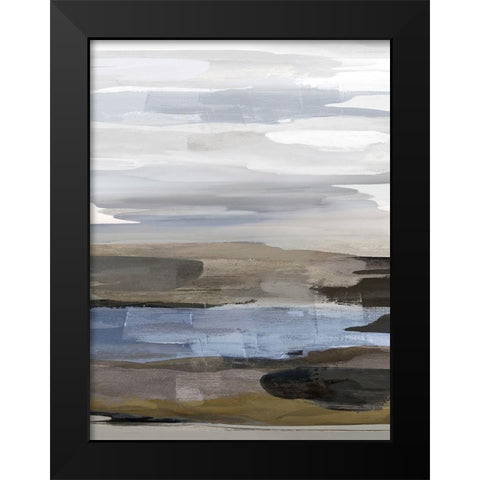 Intuition Blue and Brown Black Modern Wood Framed Art Print by Hanson, Jackie