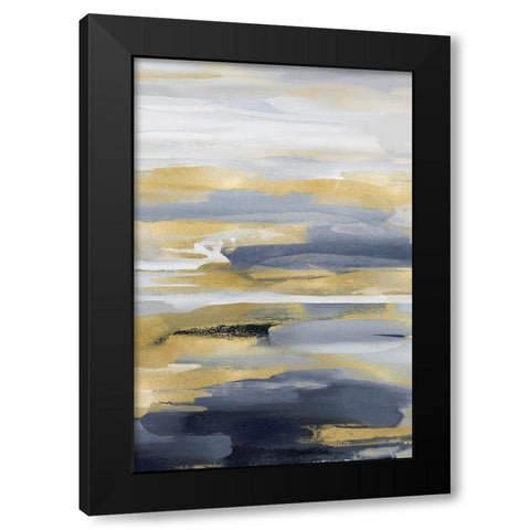 Intuition Blue and Gold II Black Modern Wood Framed Art Print with Double Matting by Hanson, Jackie