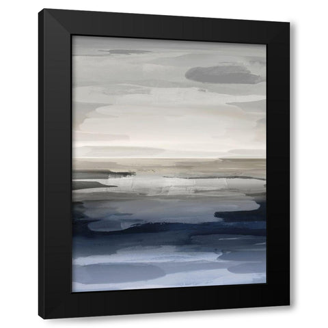 Intuition Blue and Gray Black Modern Wood Framed Art Print with Double Matting by Hanson, Jackie