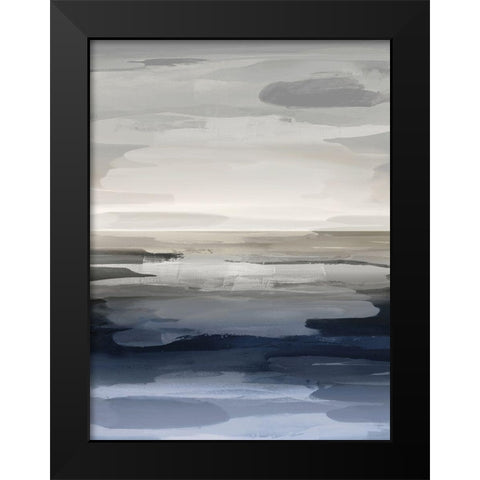 Intuition Blue and Gray Black Modern Wood Framed Art Print by Hanson, Jackie