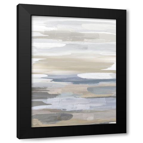 Intuition Blue and Tan Black Modern Wood Framed Art Print with Double Matting by Hanson, Jackie