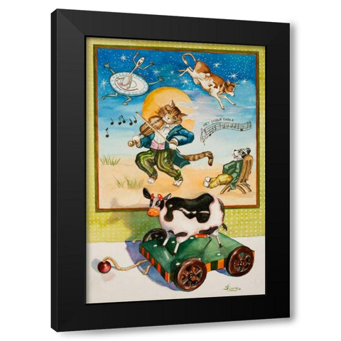 Hey Diddle Diddle Black Modern Wood Framed Art Print with Double Matting by Koenig, Judy