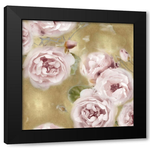Roses on Gold II Black Modern Wood Framed Art Print with Double Matting by Lane, Joanna