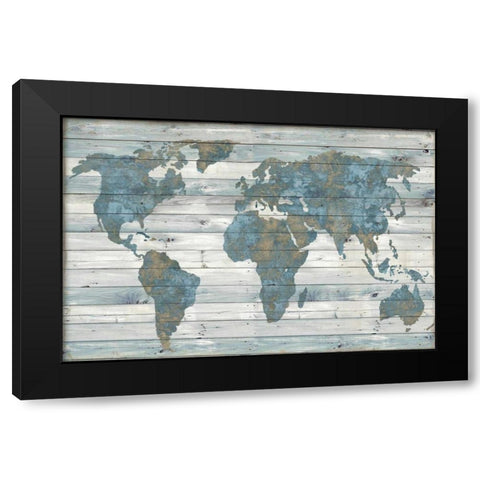 World on Wood Black Modern Wood Framed Art Print by MacDowell, Jamie