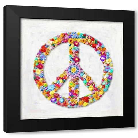Peace Sign Black Modern Wood Framed Art Print by MacDowell, Jamie