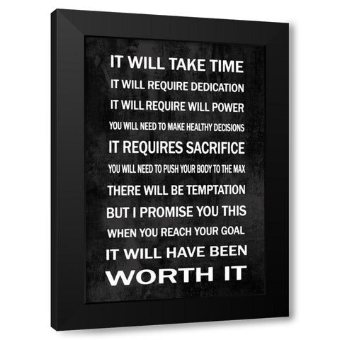 Worth It on Black Black Modern Wood Framed Art Print by MacDowell, Jamie