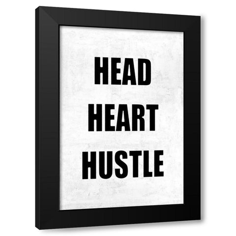 Head Heart Hustle on Gray Black Modern Wood Framed Art Print by MacDowell, Jamie