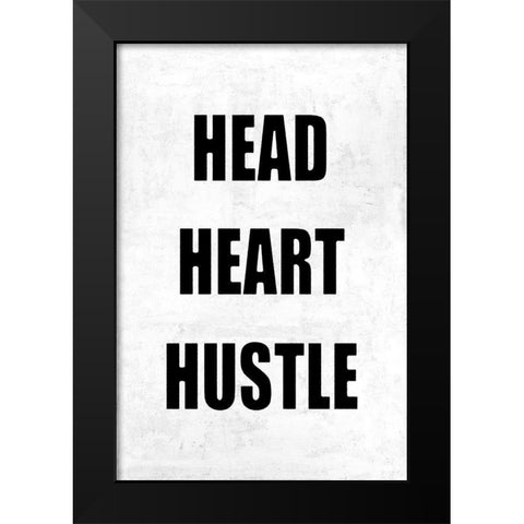 Head Heart Hustle on Gray Black Modern Wood Framed Art Print by MacDowell, Jamie