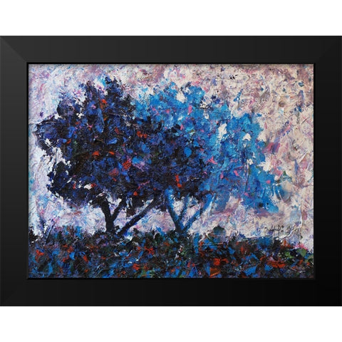 Blue Trees Black Modern Wood Framed Art Print by Foster, Joseph Marshal