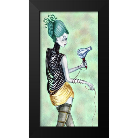 Beauty Blowout Black Modern Wood Framed Art Print by Goddess, Jami