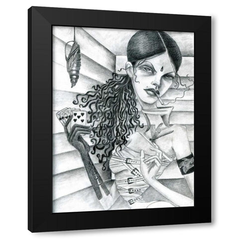 Cassandra (Drawing) Black Modern Wood Framed Art Print by Goddess, Jami