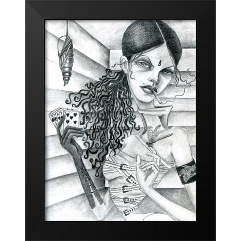 Cassandra (Drawing) Black Modern Wood Framed Art Print by Goddess, Jami