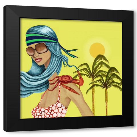 Crab Black Modern Wood Framed Art Print with Double Matting by Goddess, Jami