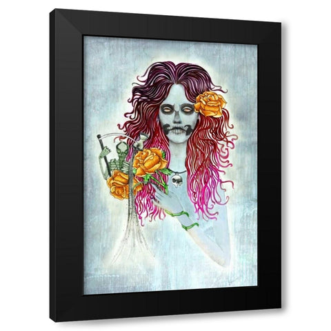 Day of Dead Black Modern Wood Framed Art Print with Double Matting by Goddess, Jami