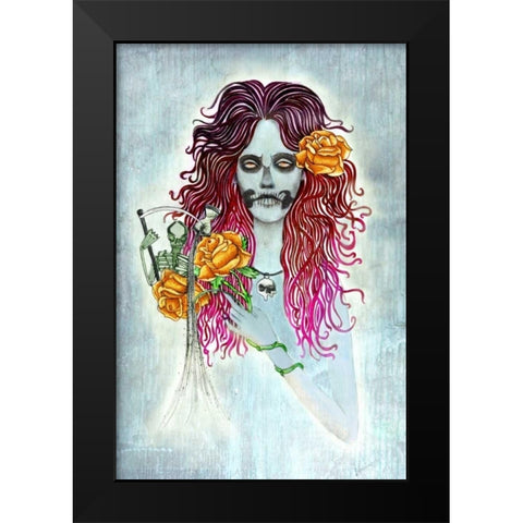 Day of Dead Black Modern Wood Framed Art Print by Goddess, Jami